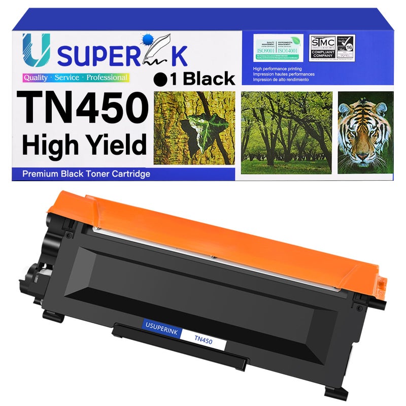 SuperInk TN450 Toner Cartridge Compatible for Brother TN-450 TN420 TN-420 to Use with HL-2270DW HL-2280DW HL-2230 HL-2240 MFC-7360N MFC-7860DW MFC-7460DN DCP-7065DN Printer Black 1 Pack (No Drum) - Image 1
